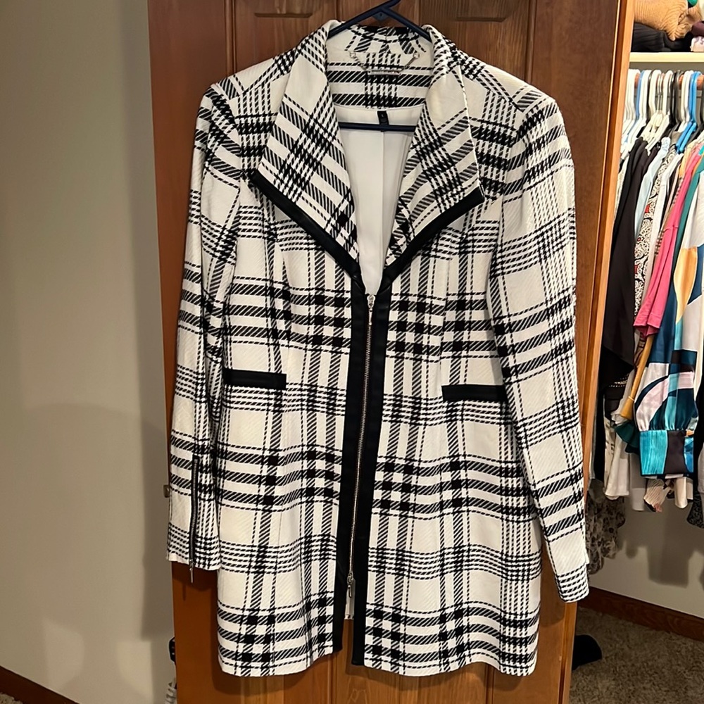 White House Black Market jacket.  Black and white print.  Size Large